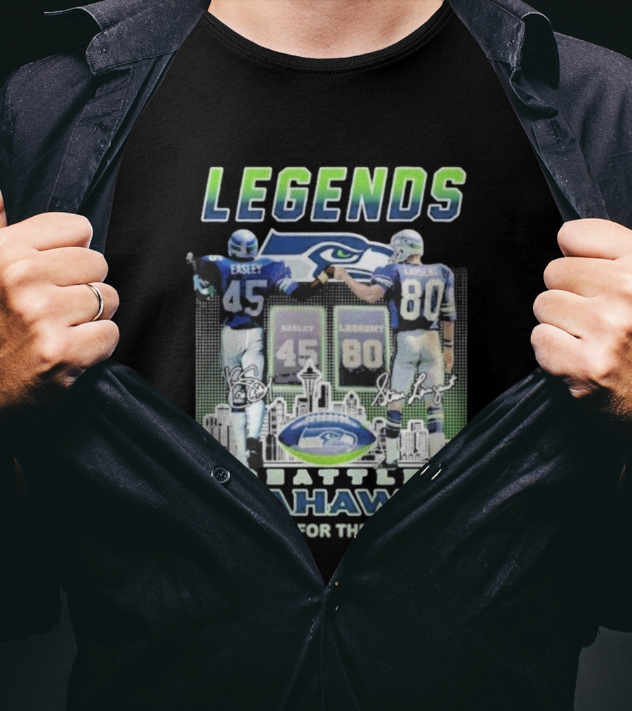 Kenny Easley Steve Largent Legends Seattle Seahawks Signatures 45 80 Icons T-Shirt