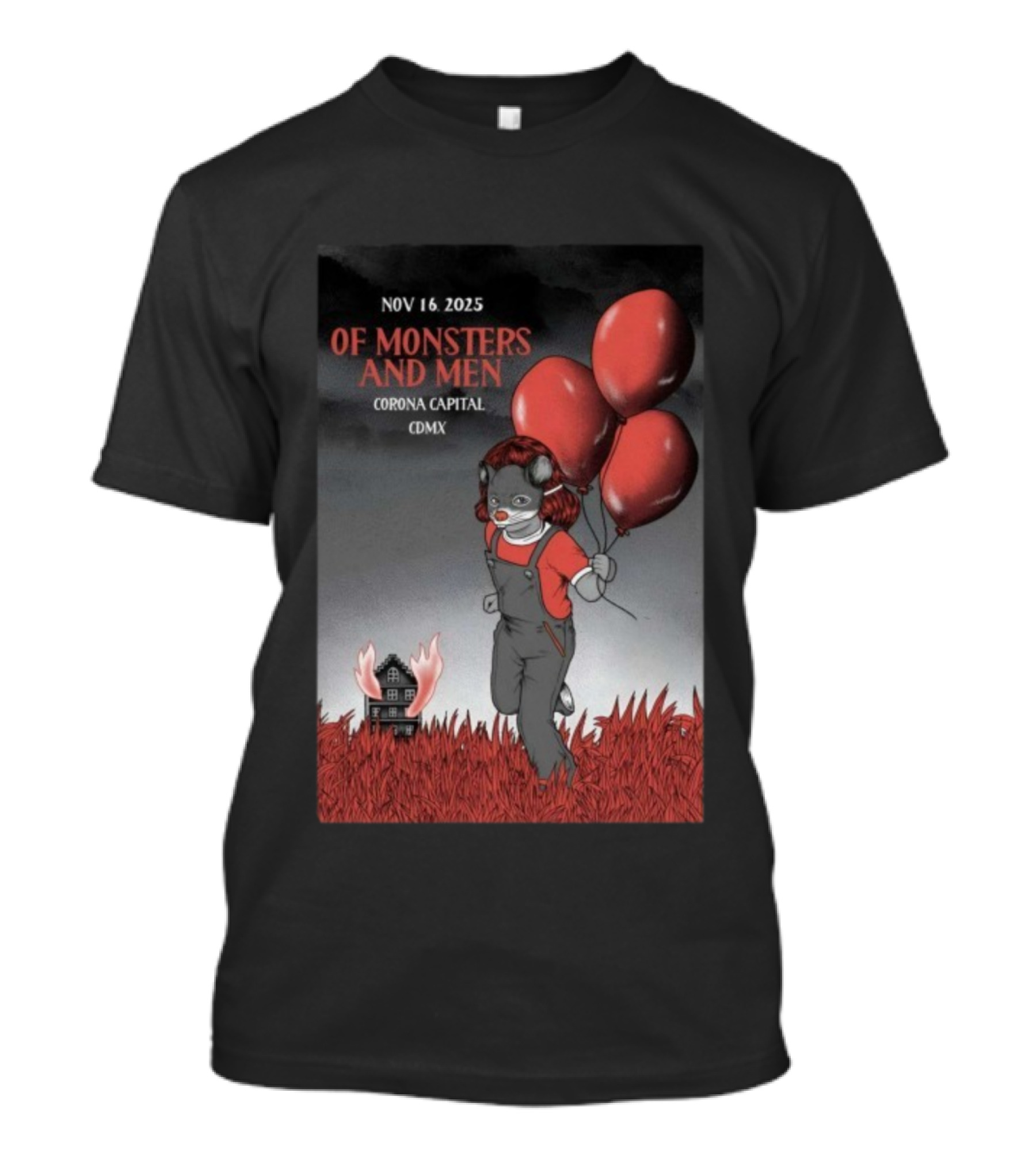 Of Monsters And Men Corona Capital CDMX Nov 16 2025 Balloons Wolf Mask T-Shirt