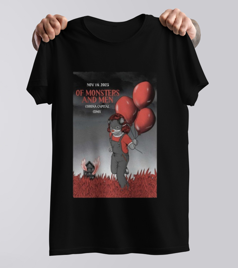 Of Monsters And Men Corona Capital CDMX Nov 16 2025 Balloons Wolf Mask T-Shirt