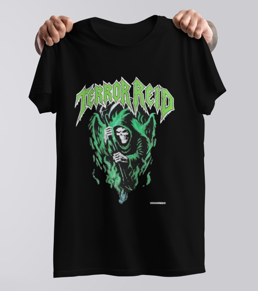 Terror Reid Green Grim Reaper Skeleton T-Shirt