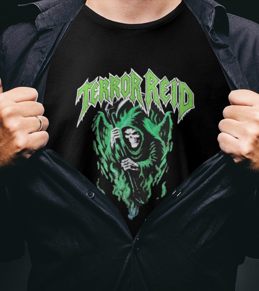Terror Reid Green Grim Reaper Skeleton T-Shirt