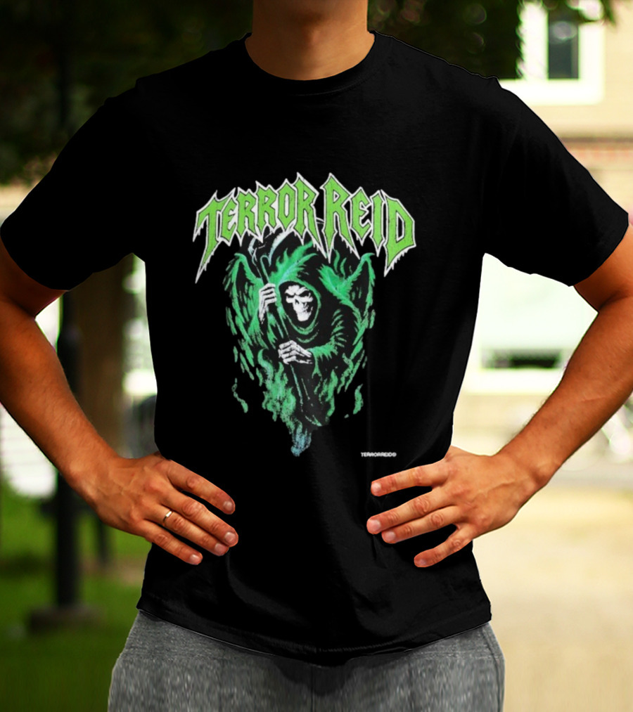 Terror Reid Green Grim Reaper Skeleton T-Shirt