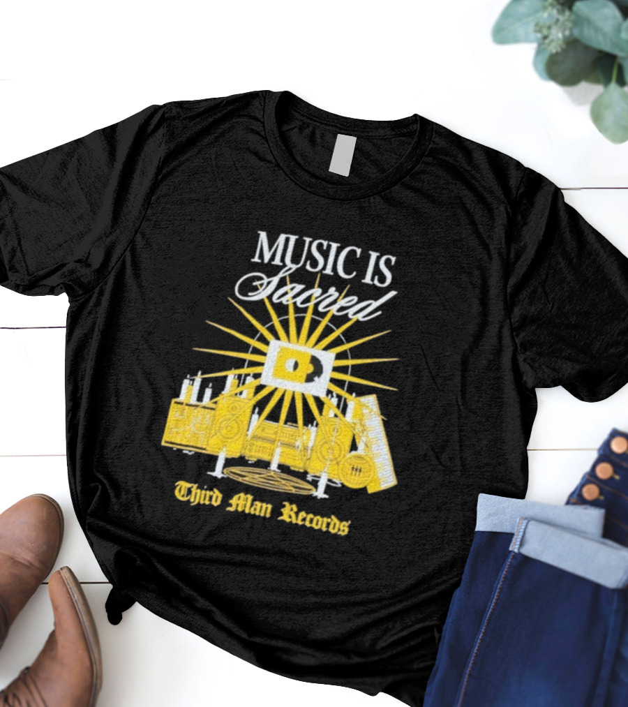 Third Man Records Music Is Sacred Sunburst Keyboard Speaker Icon T-Shirt