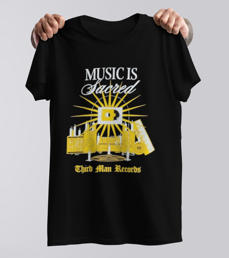 Third Man Records Music Is Sacred Sunburst Keyboard Speaker Icon T-Shirt