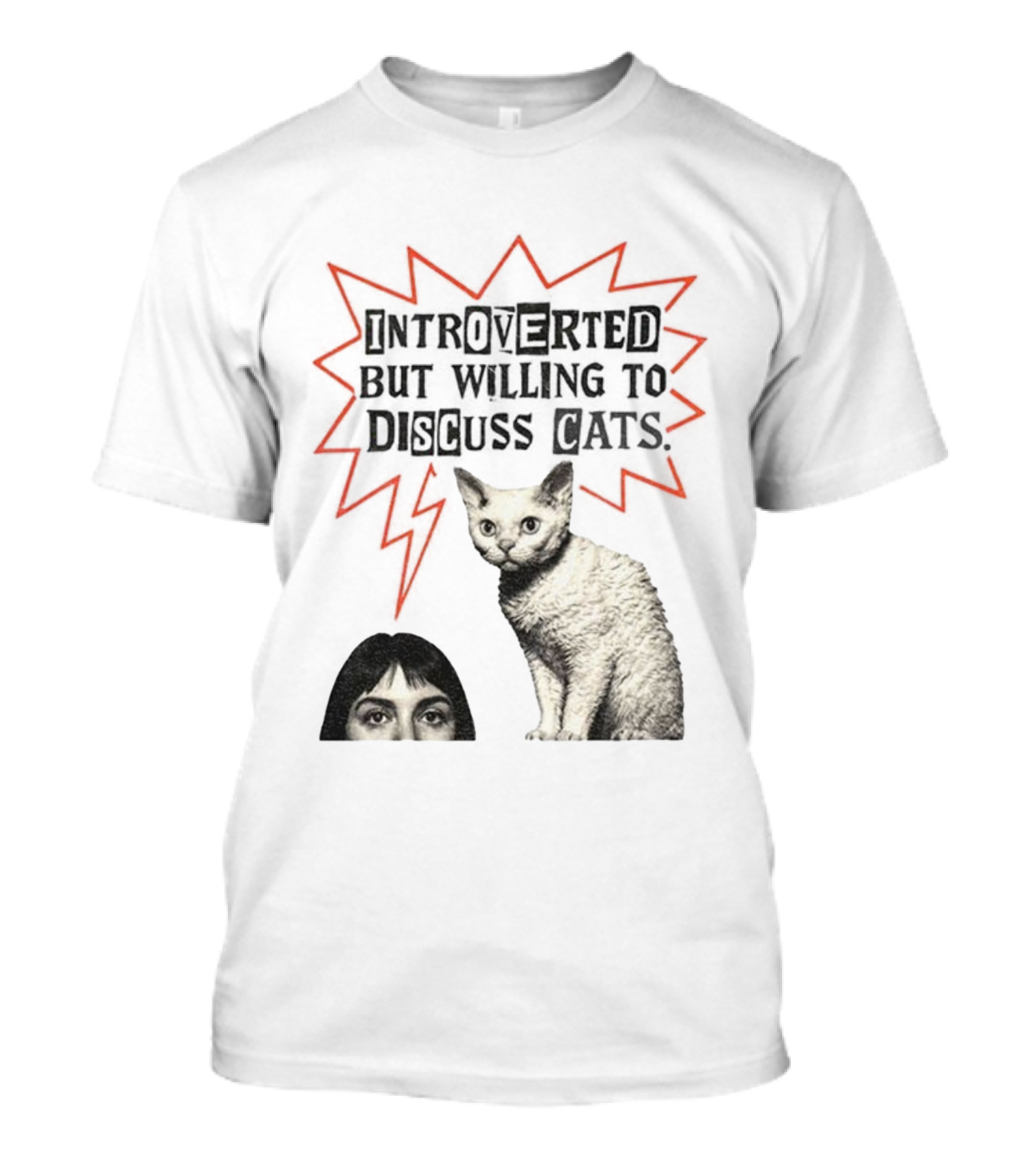 Introverted But Willing To Discuss Cats Vintage Style Funny Cat Design T-Shirt