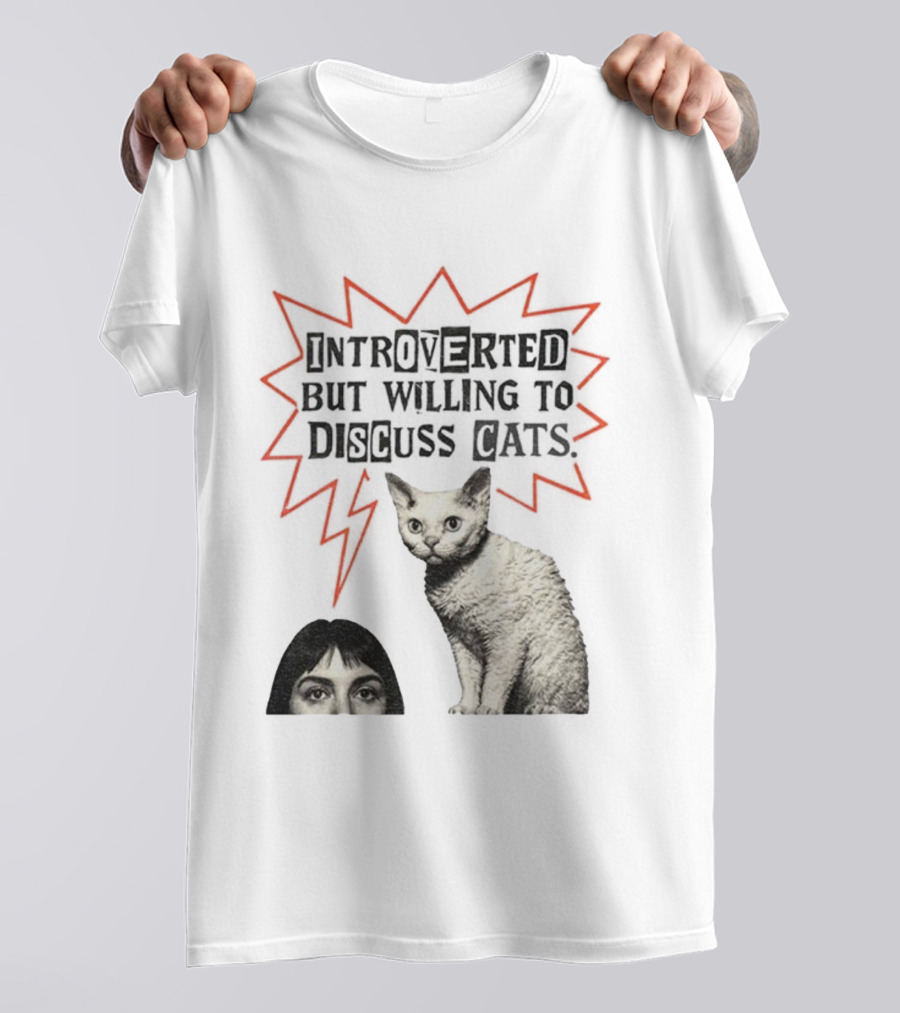 Introverted But Willing To Discuss Cats Vintage Style Funny Cat Design T-Shirt