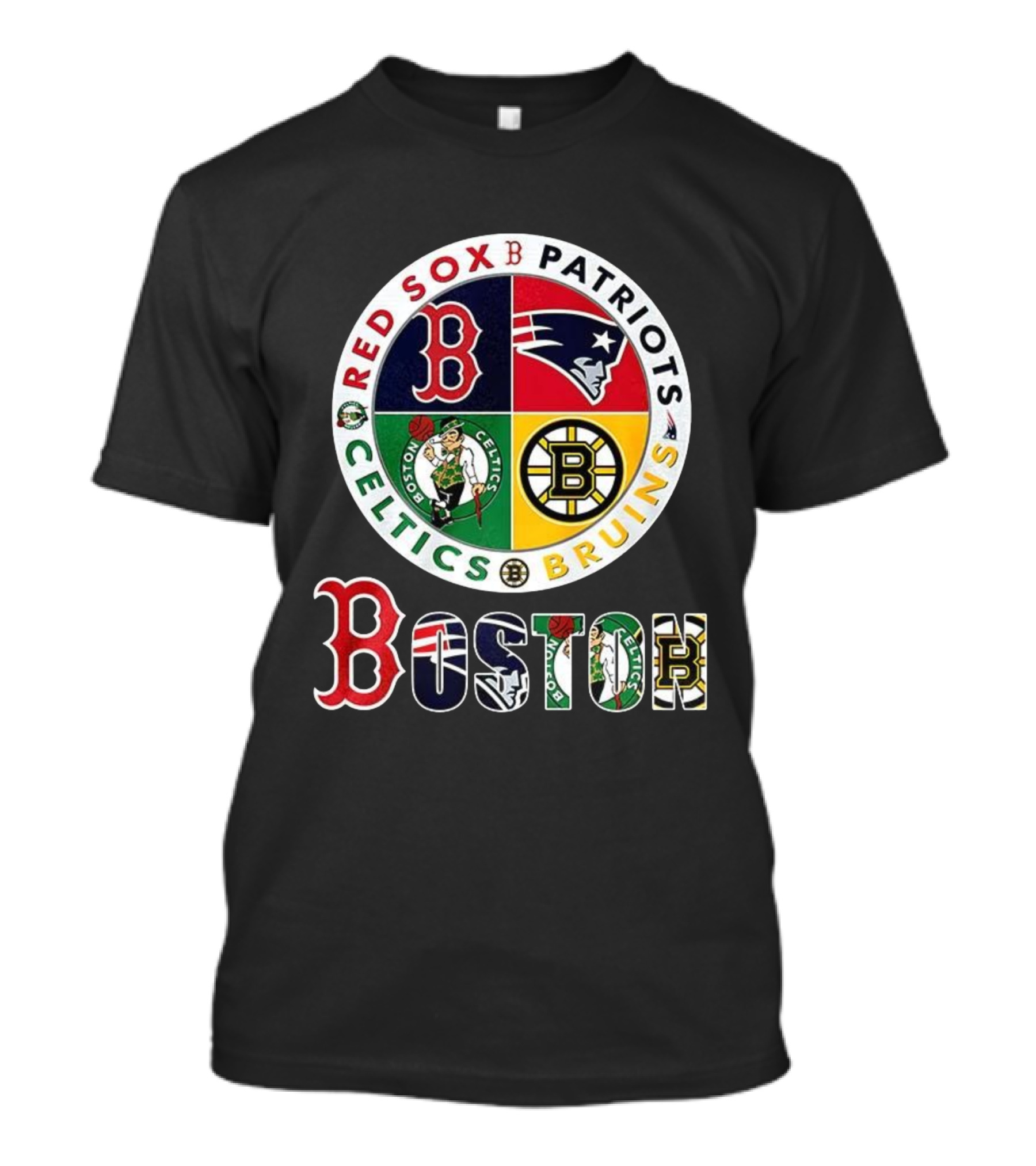 Boston Red Sox Patriots Celtics Bruins Mashup Classic Sports Teams T-Shirt