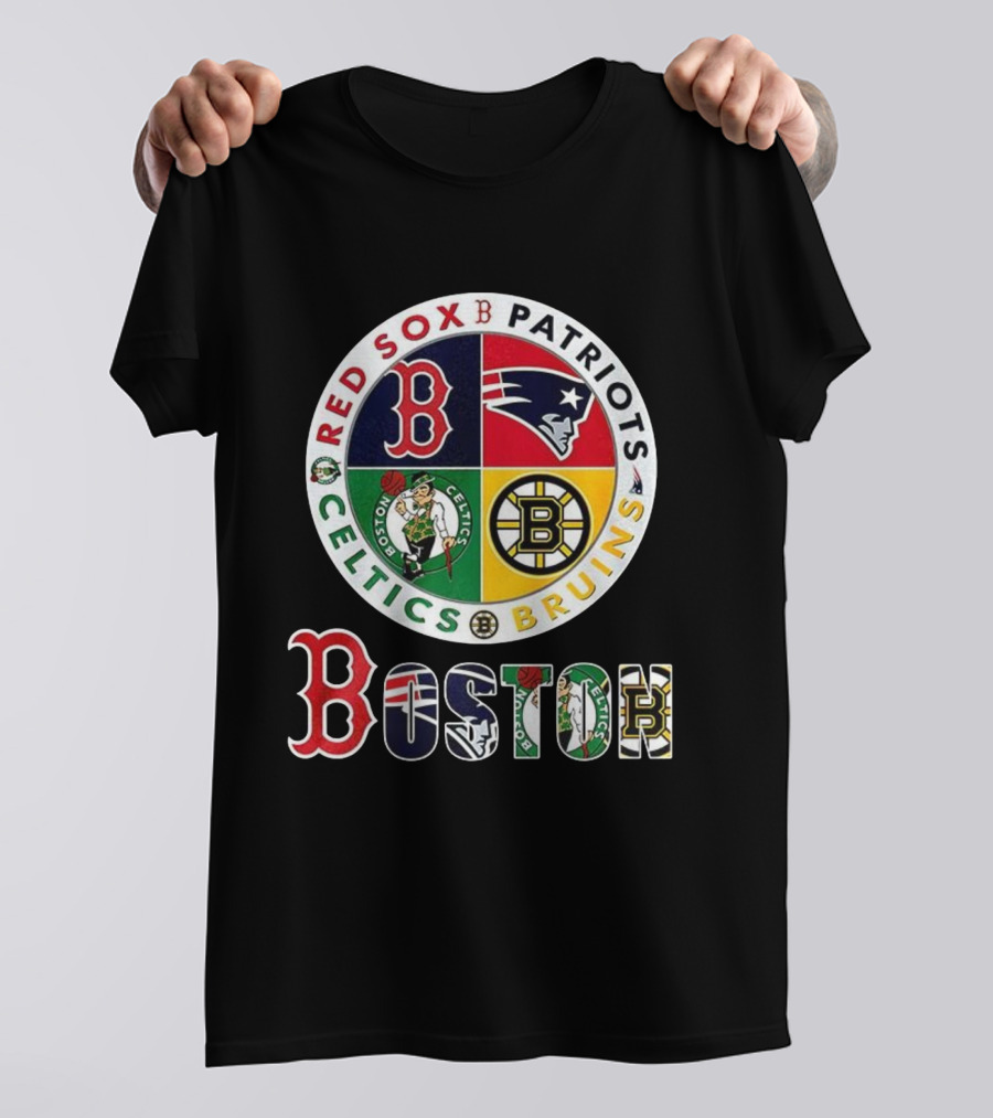 Boston Red Sox Patriots Celtics Bruins Mashup Classic Sports Teams T-Shirt
