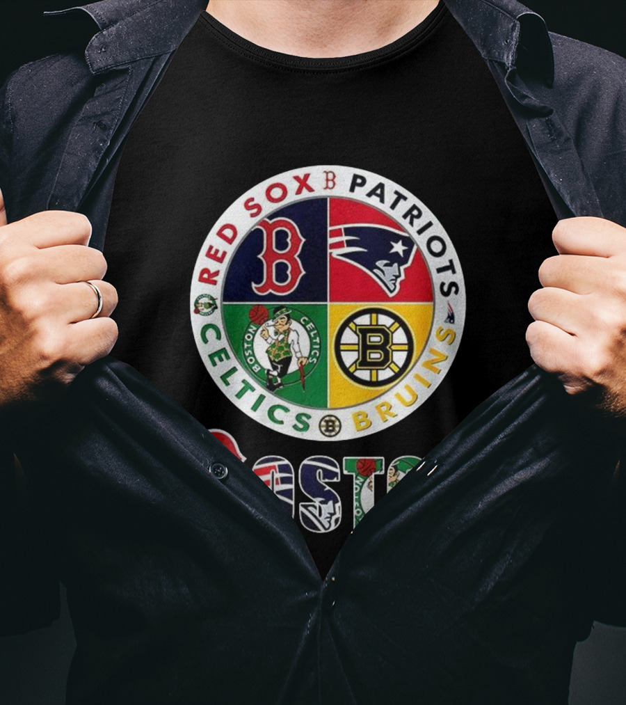 Boston Red Sox Patriots Celtics Bruins Mashup Classic Sports Teams T-Shirt