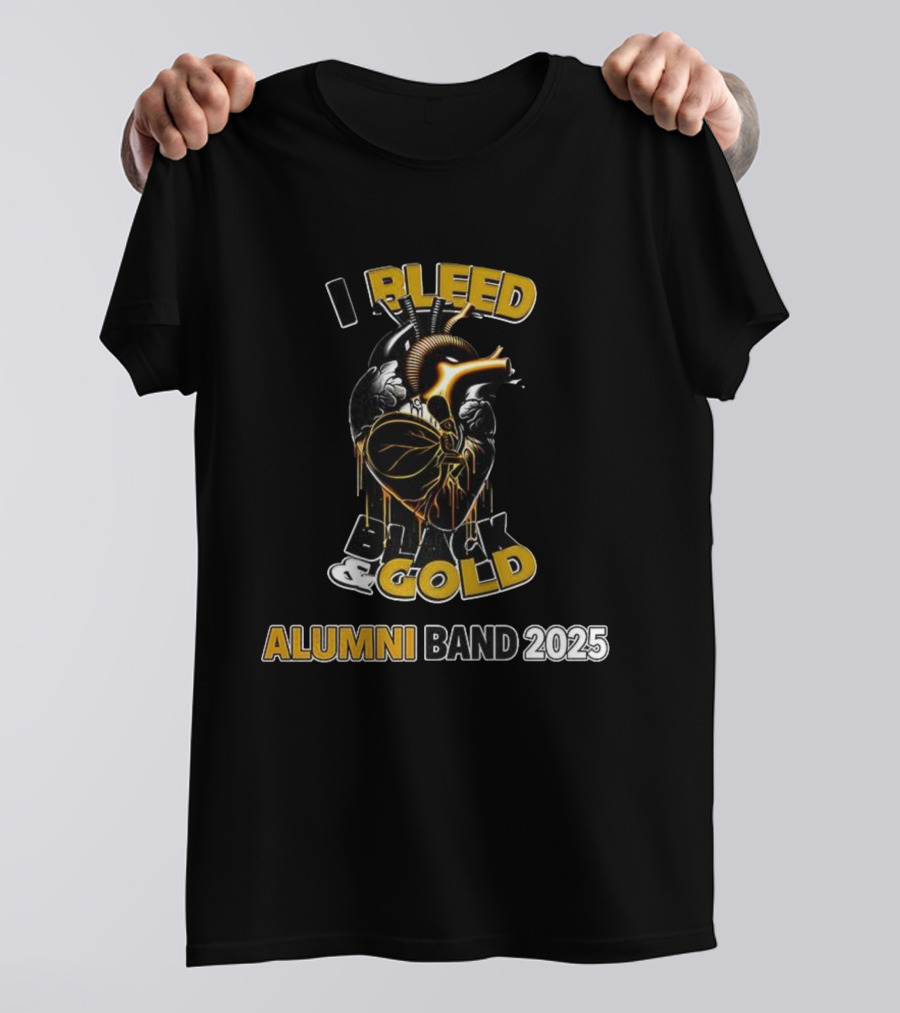 I Bleed Black Gold Alumni Band 2025 Heart Design T-Shirt