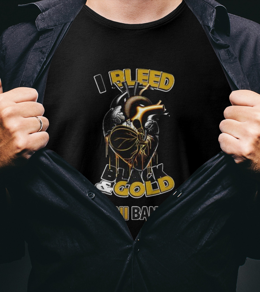 I Bleed Black Gold Alumni Band 2025 Heart Design T-Shirt