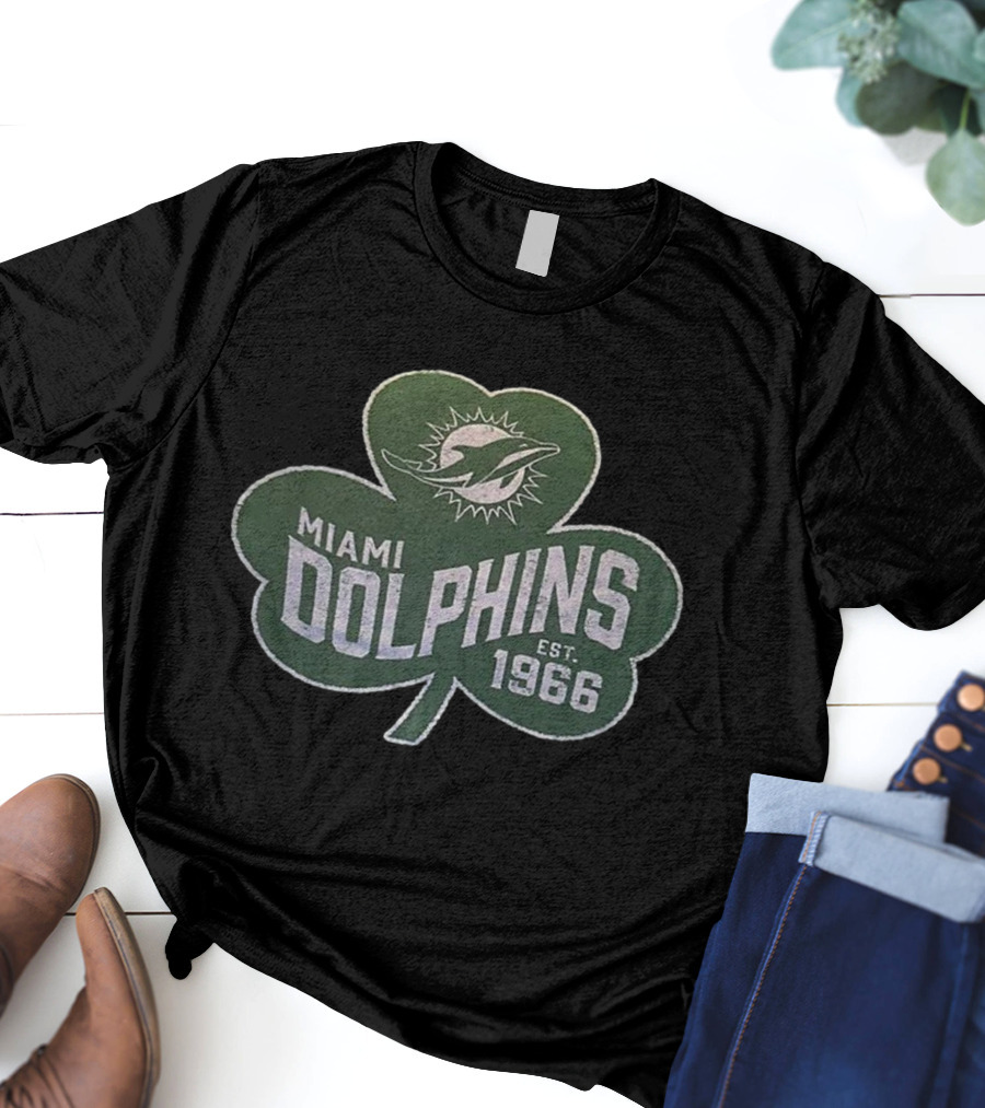 Miami Dolphins Est 1966 Shamrock Emblem T-Shirt