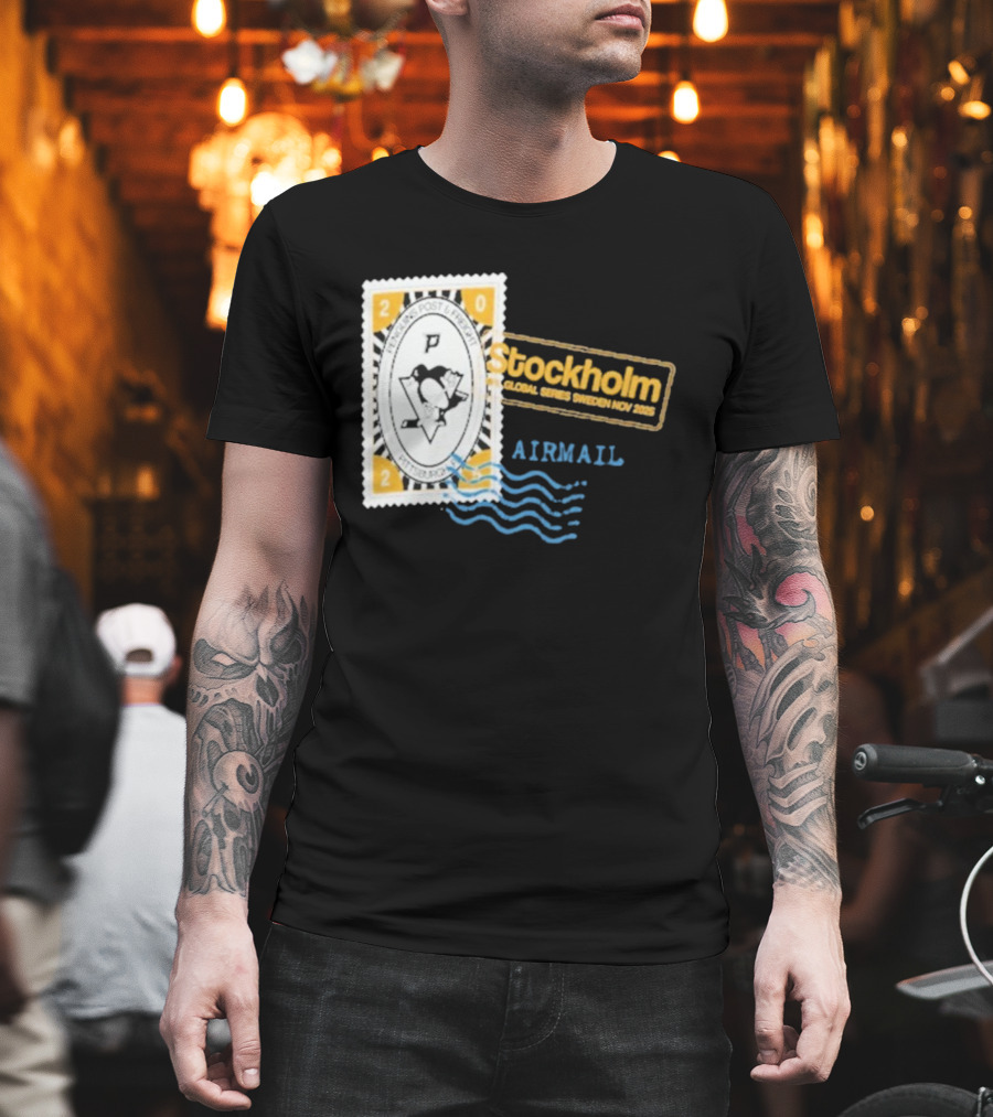 Pittsburgh Penguins 2025 NHL Global Series Stockholm Sweden Airmail邮票 T-Shirt