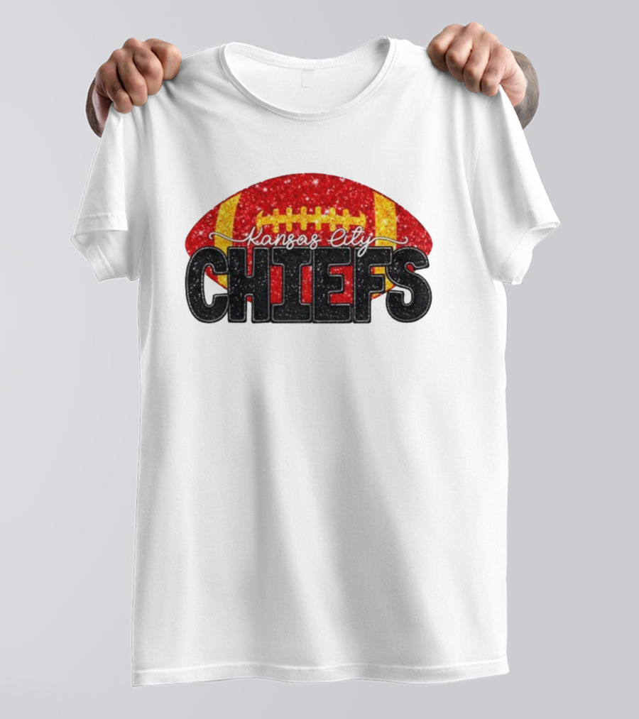 Kansas City Chiefs Faux Glitter NFL Football Game Day Fan Wear T-Shirt