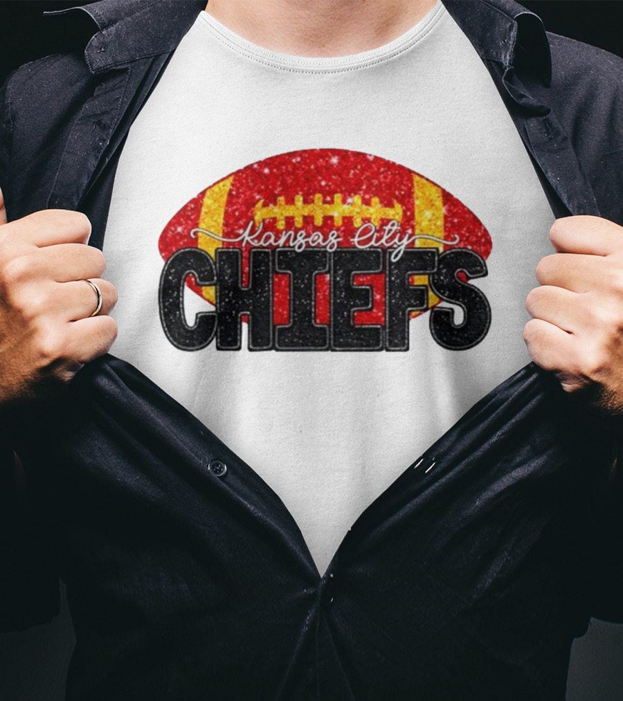 Kansas City Chiefs Faux Glitter NFL Football Game Day Fan Wear T-Shirt