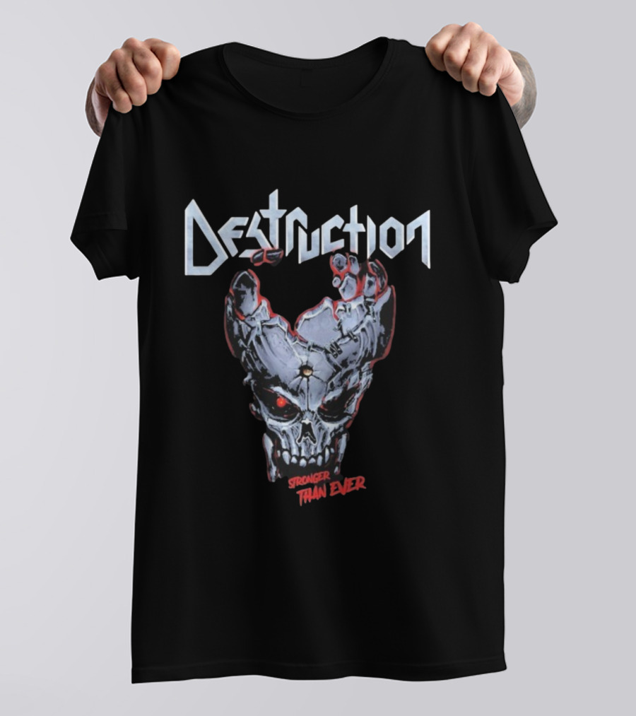 Destruction Stronger Than Ever Skull Metal Band Graphics T-Shirt