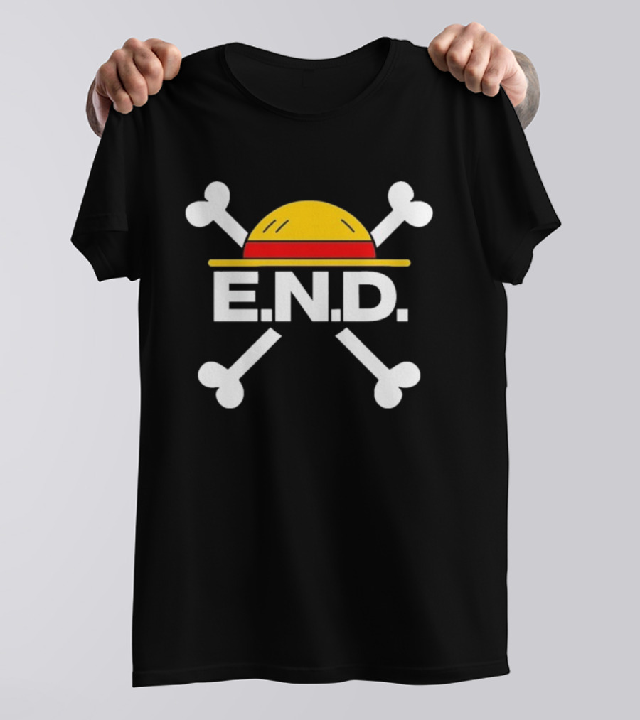 E.N.D. Every Nigga Deserves X One Piece Luffy Straw Hat Crossbones T-Shirt
