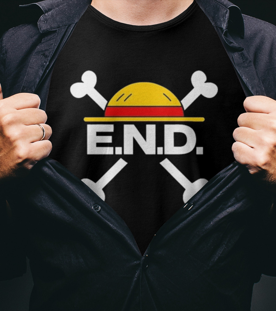 E.N.D. Every Nigga Deserves X One Piece Luffy Straw Hat Crossbones T-Shirt