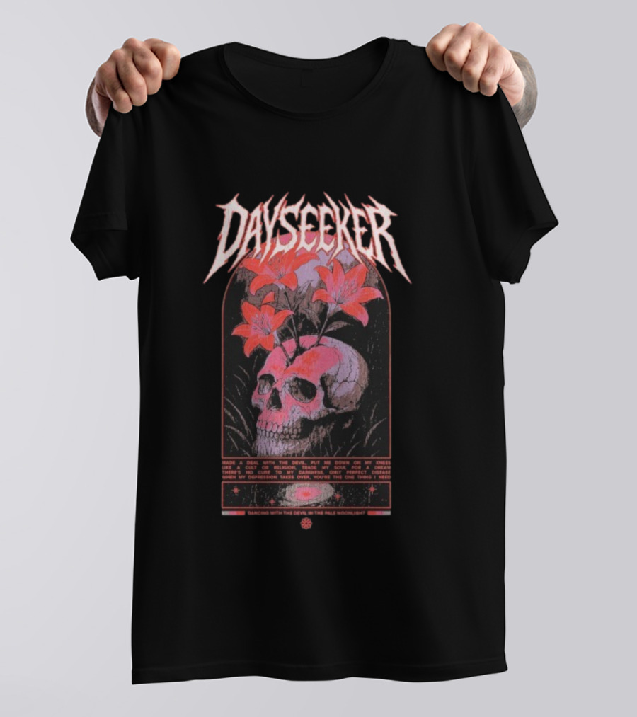 Dayseeker Dancing With The Devil Floral Skull And Moonlight T-Shirt