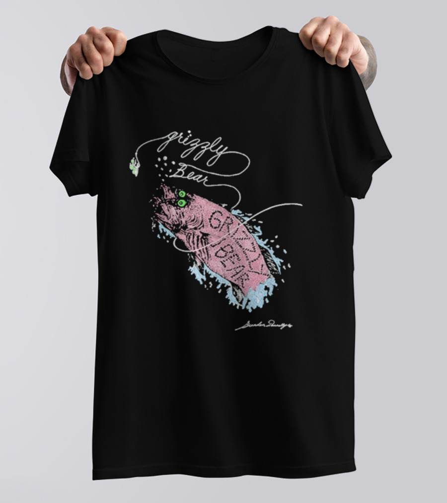 Grizzly Bear Fish Watercolor Art By Skullcandy T-Shirt
