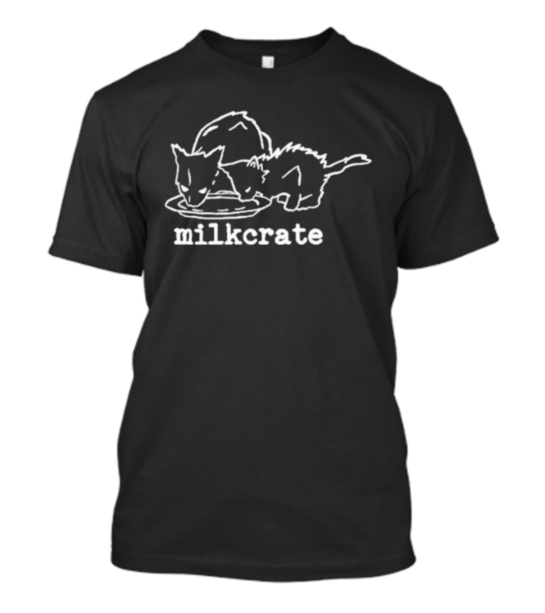 Milkcrate Cat Drawing With Two Cats Drinking Milk T-Shirt