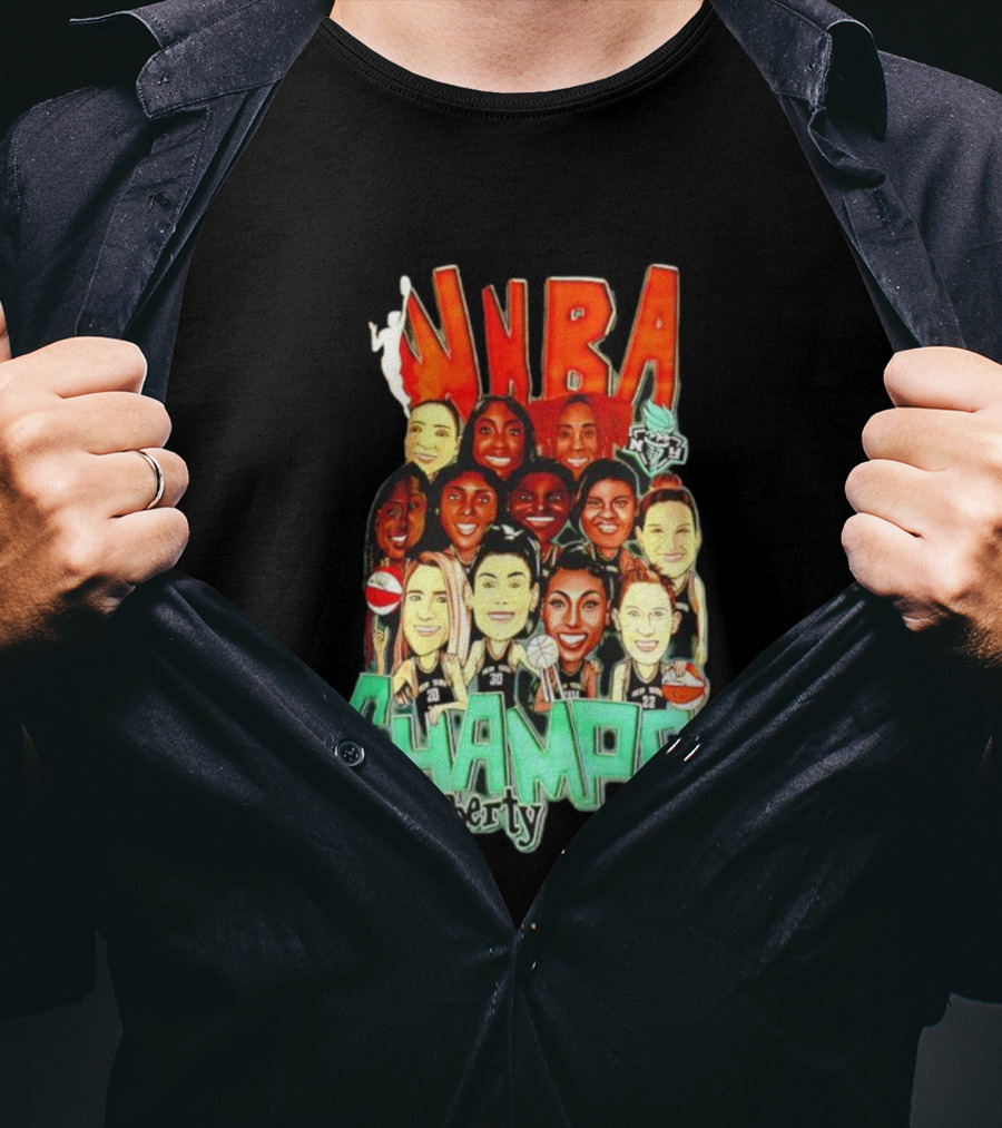 New York Liberty WNBA Champs 2024 Team Celebration T-Shirt