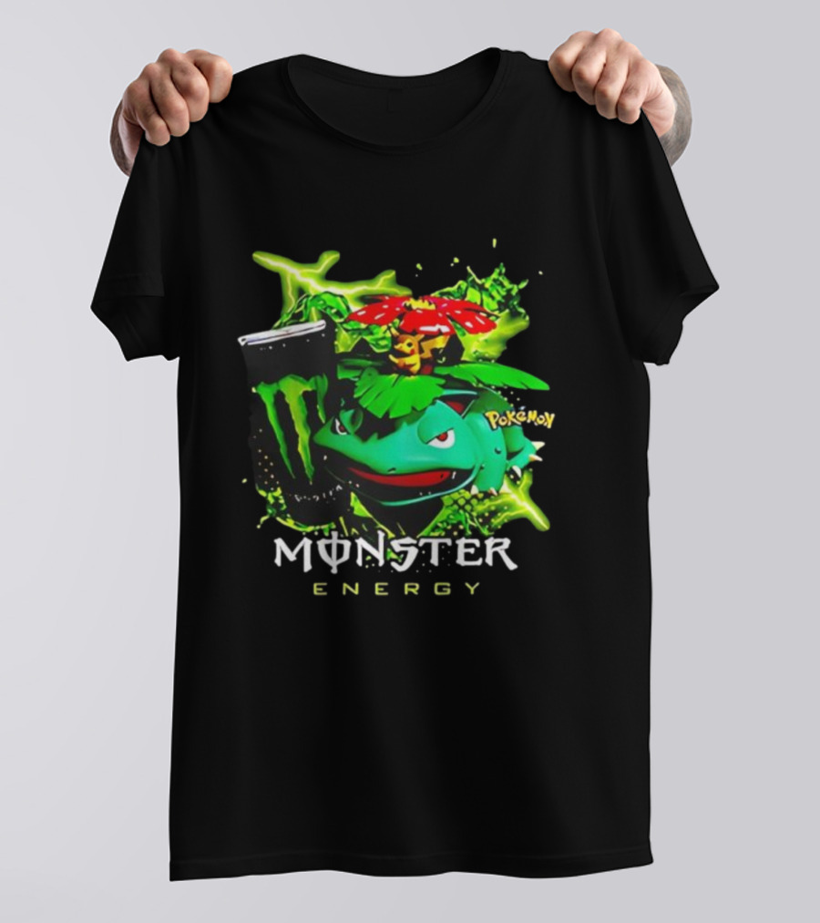 Pokémon Venusaur Vileplume Pikachu And Monster Energy Collaboration T-Shirt