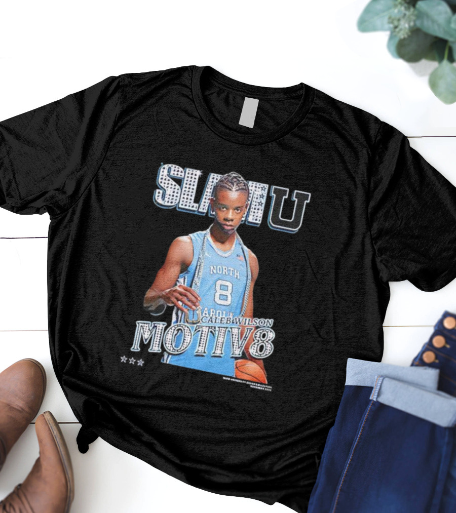 SlamU North Carolina Caleb Wilson Number 8 Motiv8 Basketball T-Shirt