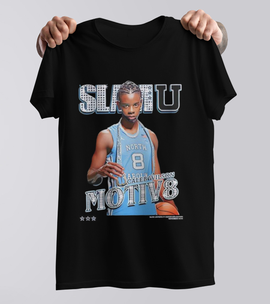 SlamU North Carolina Caleb Wilson Number 8 Motiv8 Basketball T-Shirt