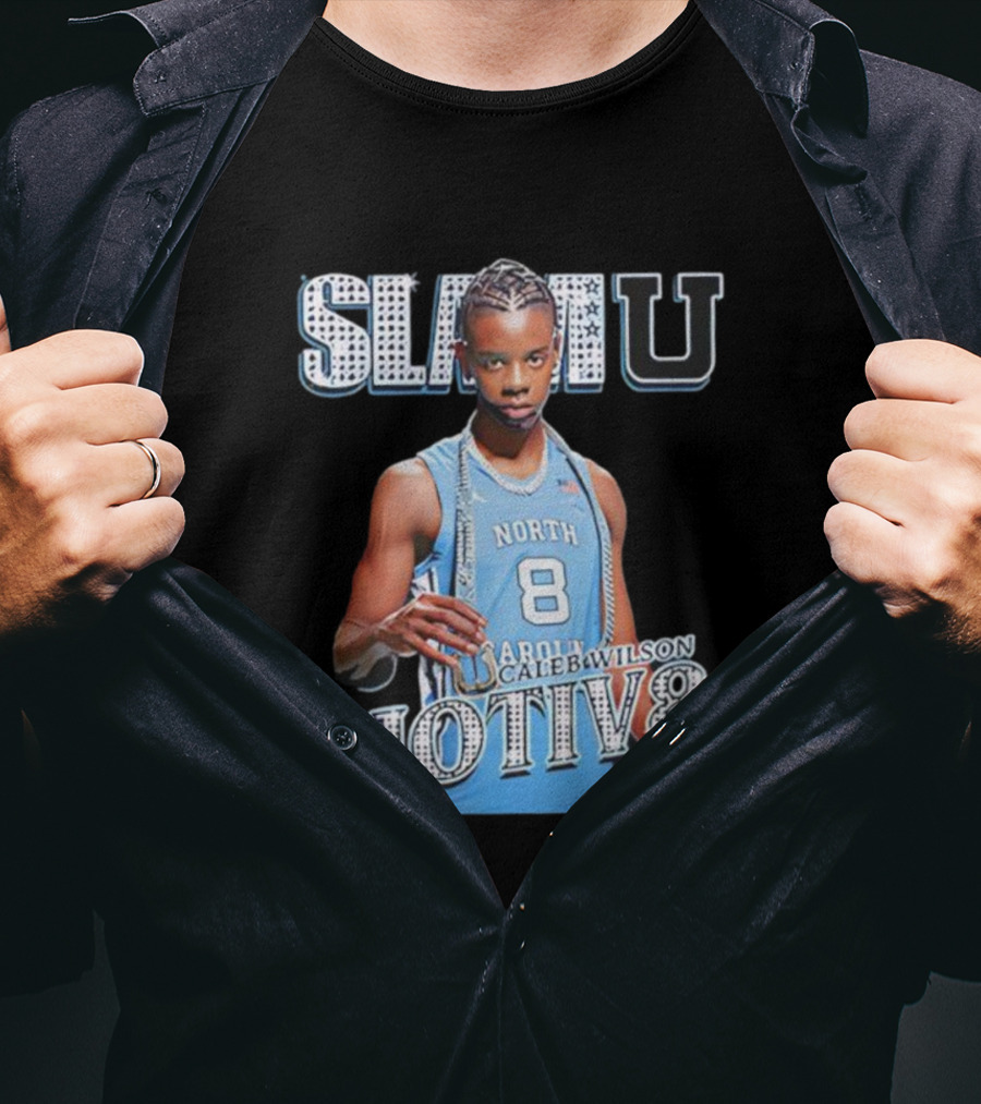 SlamU North Carolina Caleb Wilson Number 8 Motiv8 Basketball T-Shirt