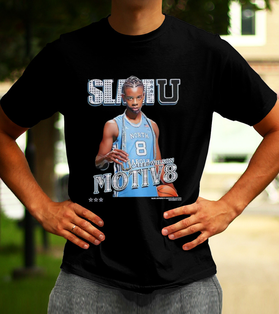 SlamU North Carolina Caleb Wilson Number 8 Motiv8 Basketball T-Shirt