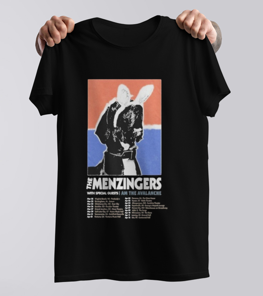 The Menzingers I Am The Avalanche Tour 2026 Black And White Dog Art Style T-Shirt