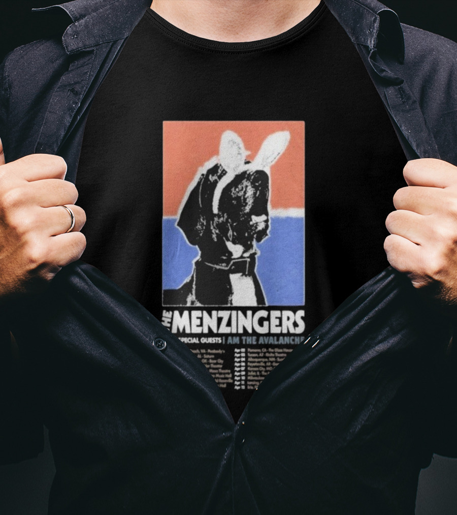 The Menzingers I Am The Avalanche Tour 2026 Black And White Dog Art Style T-Shirt