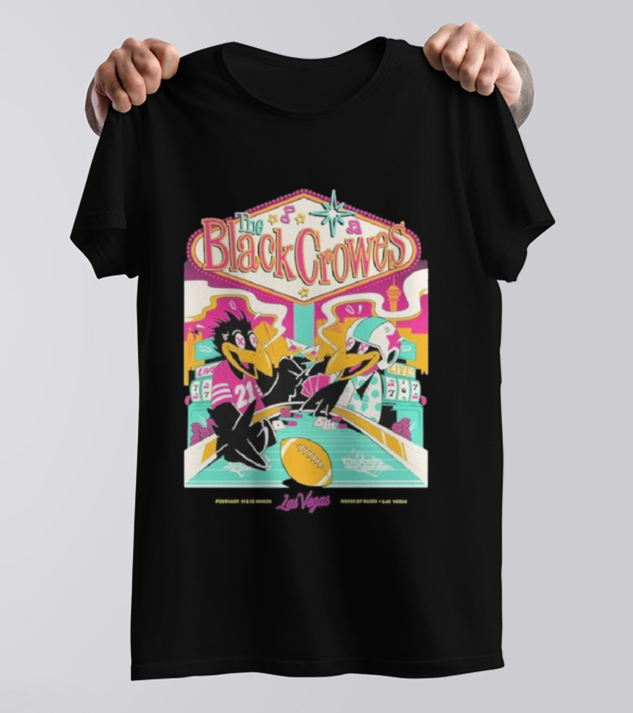 The Black Crowes Las Vegas Feb 2022 Casino Poker Night Football T-Shirt