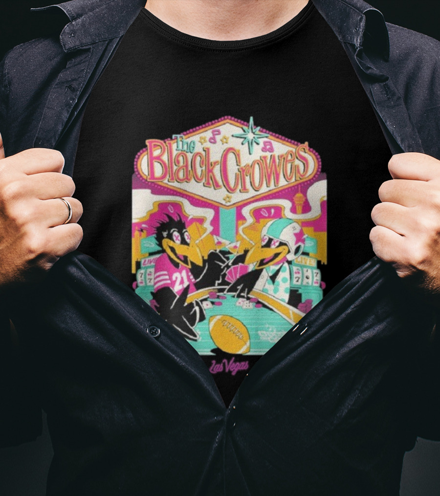 The Black Crowes Las Vegas Feb 2022 Casino Poker Night Football T-Shirt