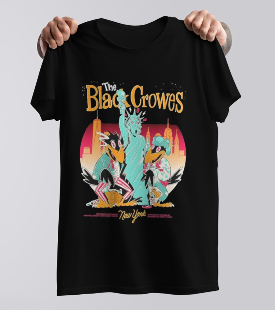 Black Crowes NYC Tour Statue Of Liberty Skyline 2023 2024 T-Shirt