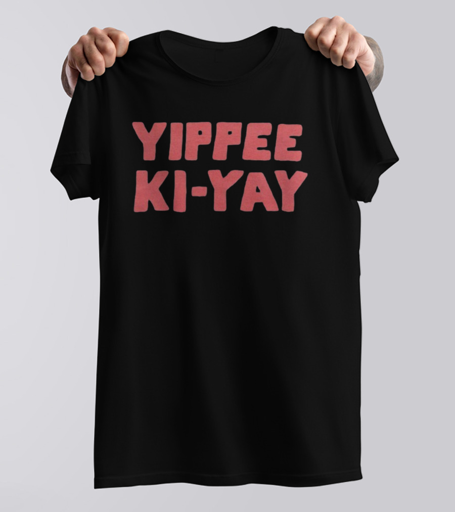 Yippee Ki-Yay Merry Christmas Red Bold Holiday Phrase Iconic Greeting T-Shirt