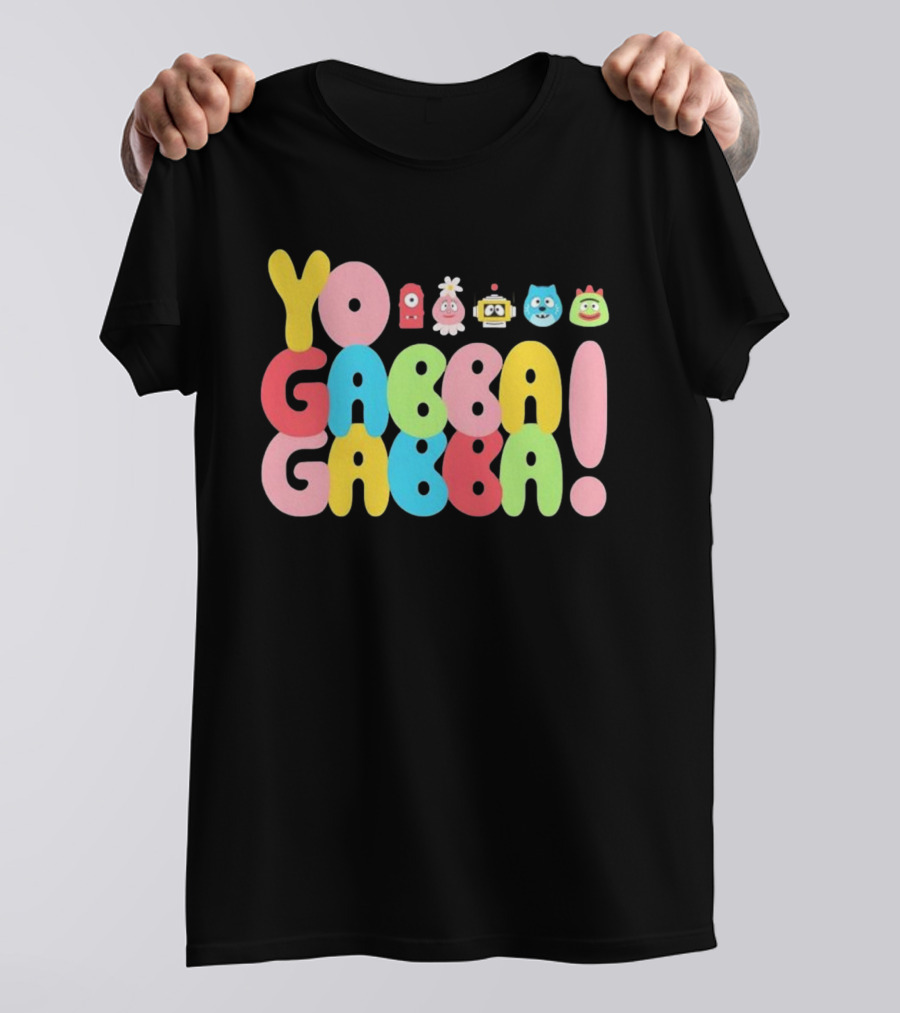 Yo Gabba Gabba Characters Colorful Text T-Shirt