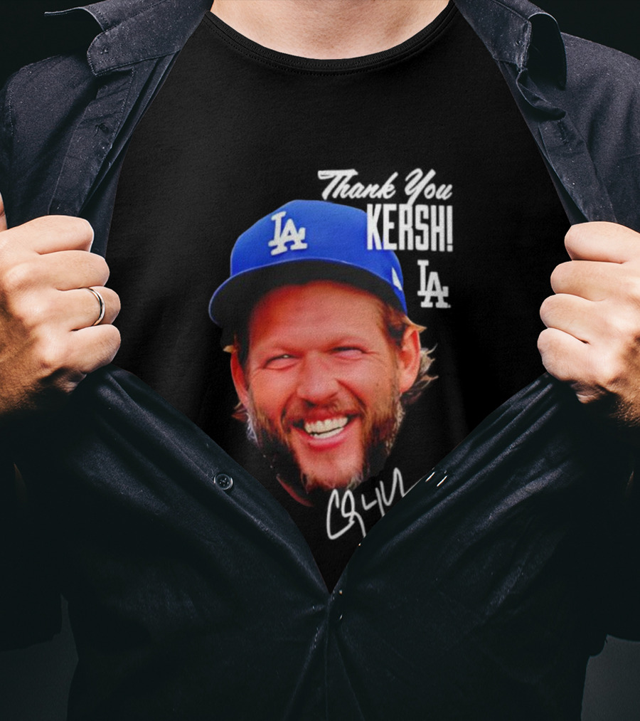 Clayton Kershaw Los Angeles Dodgers Signature Thank You Face T-Shirt