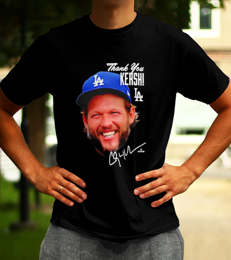 Clayton Kershaw Los Angeles Dodgers Signature Thank You Face T-Shirt