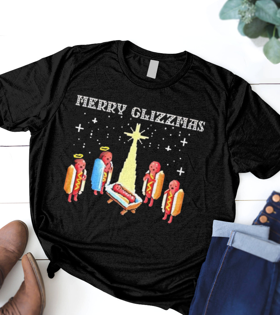 Merry Glizzmas Nativity Hotdog Angel Trucker Mesh T-Shirt