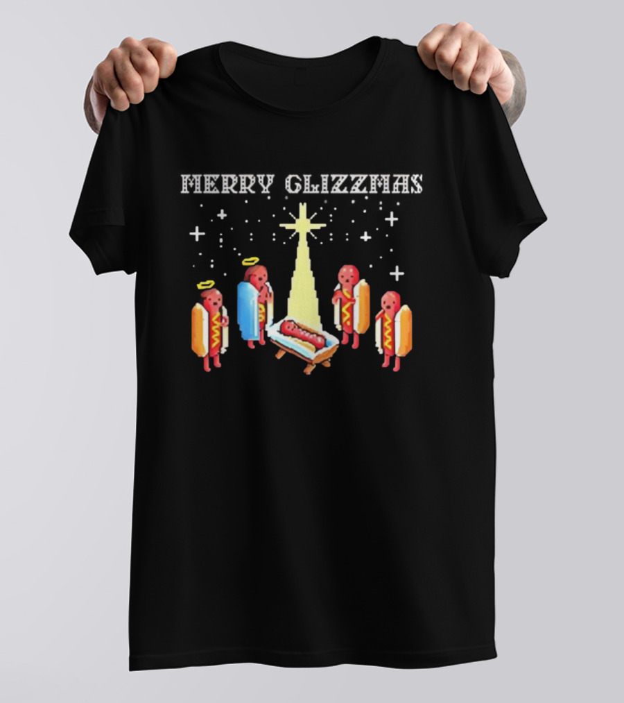 Merry Glizzmas Nativity Hotdog Angel Trucker Mesh T-Shirt