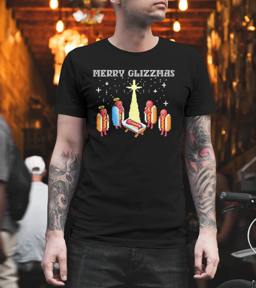 Merry Glizzmas Nativity Hotdog Angel Trucker Mesh T-Shirt