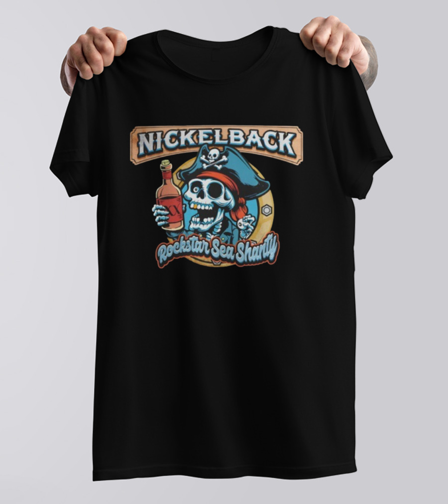 Nickelback Pirate Skeleton Rockstar Sea Shanty T-Shirt