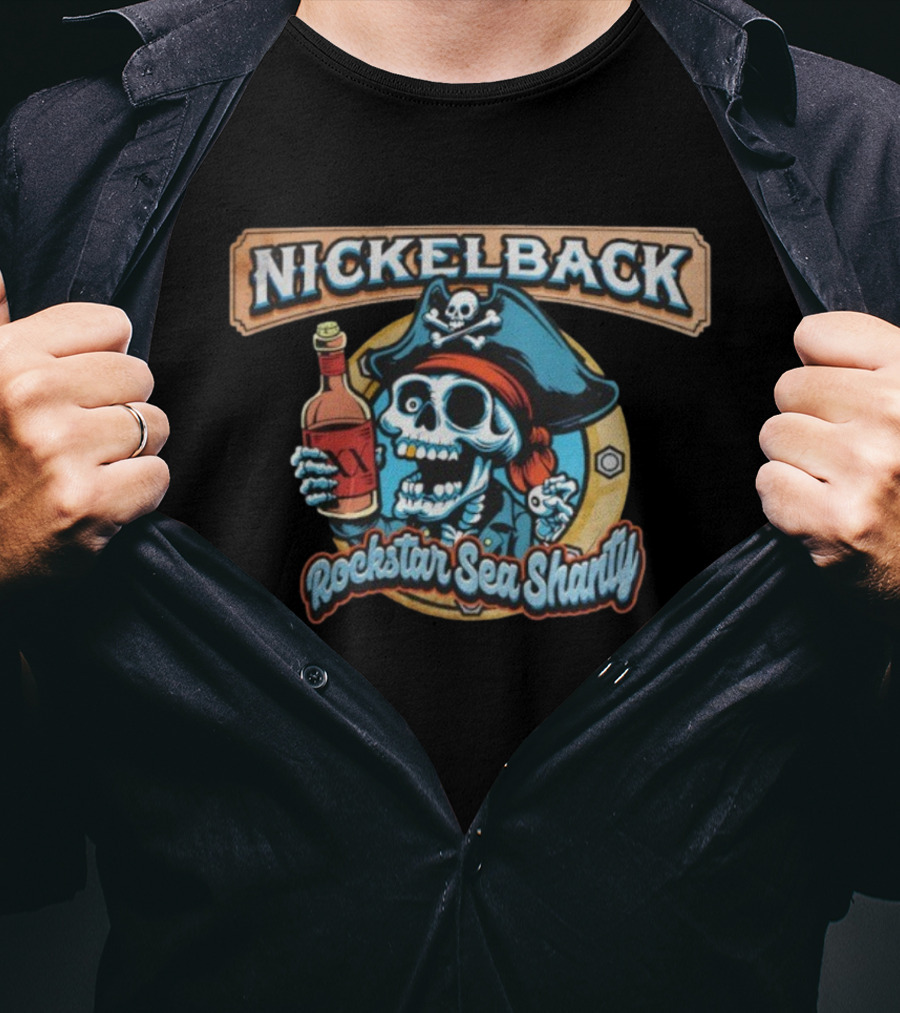 Nickelback Pirate Skeleton Rockstar Sea Shanty T-Shirt