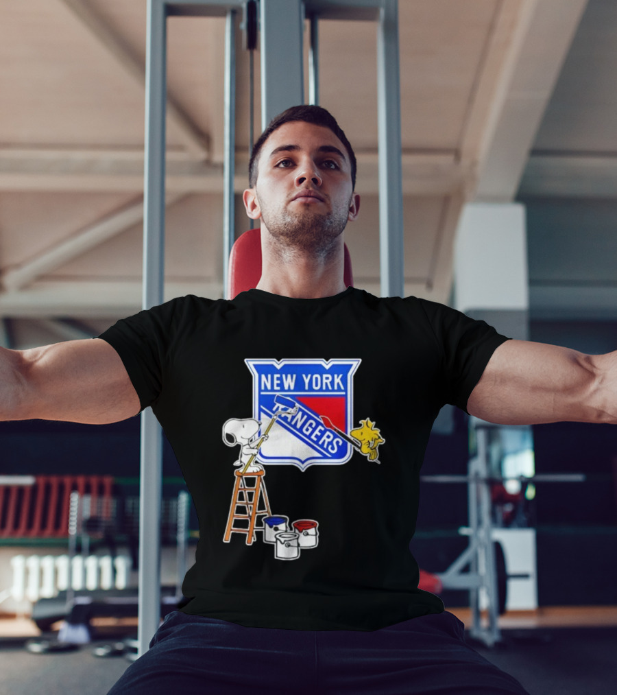 New York Rangers Snoopy Woodstock Painting Collaboration T-Shirt