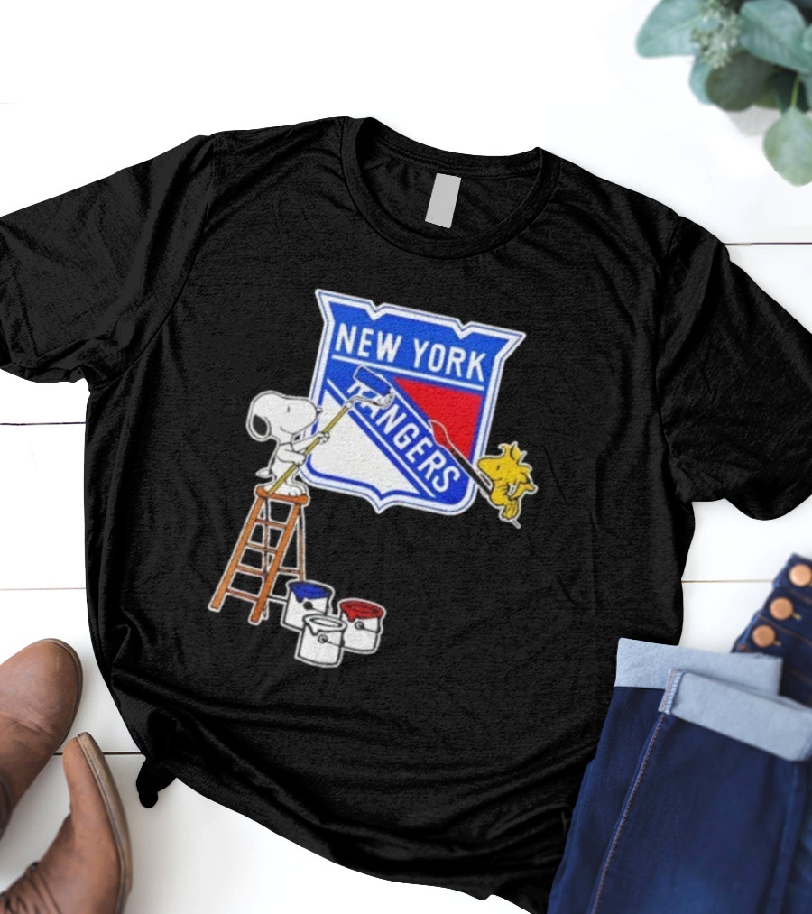 New York Rangers Snoopy Woodstock Painting Collaboration T-Shirt
