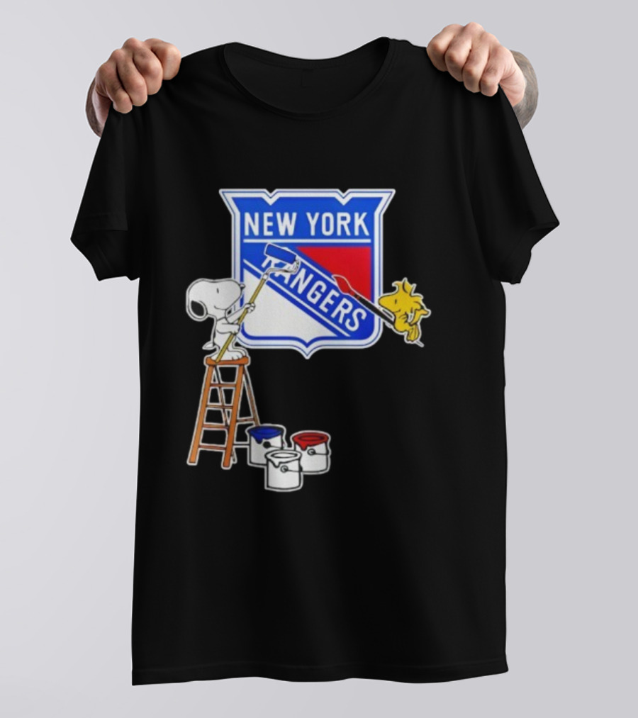 New York Rangers Snoopy Woodstock Painting Collaboration T-Shirt