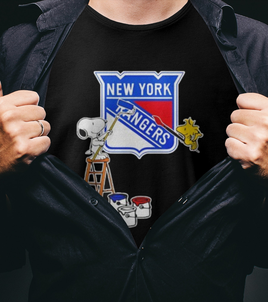 New York Rangers Snoopy Woodstock Painting Collaboration T-Shirt