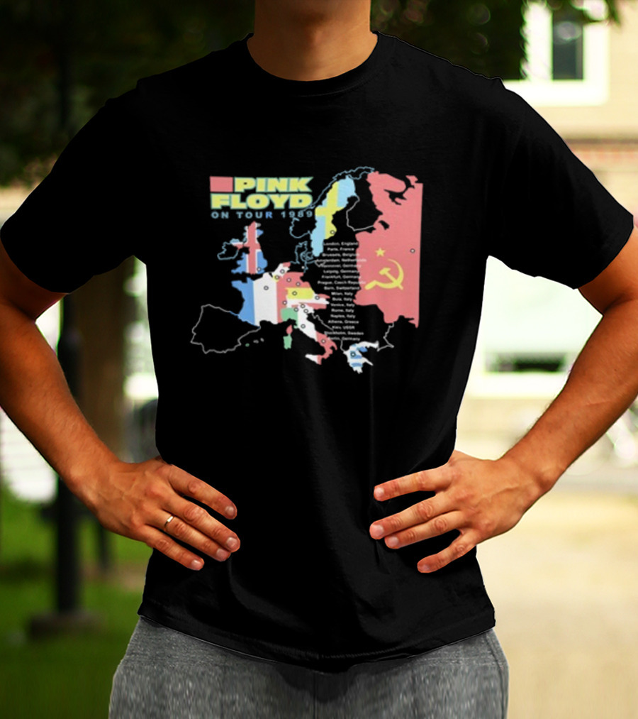 Pink Floyd On Tour 1989 Europe Soviet Union Map T-Shirt